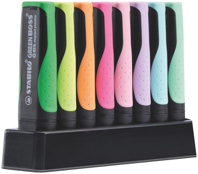 Markeerstift STABILO GREEN BOSS 6070/8 pastel assorti deskset à 8 stuk