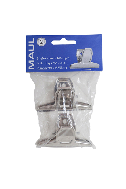 Papierklem MAUL Pro 75mm capaciteit 20mm zilver 2 stuks