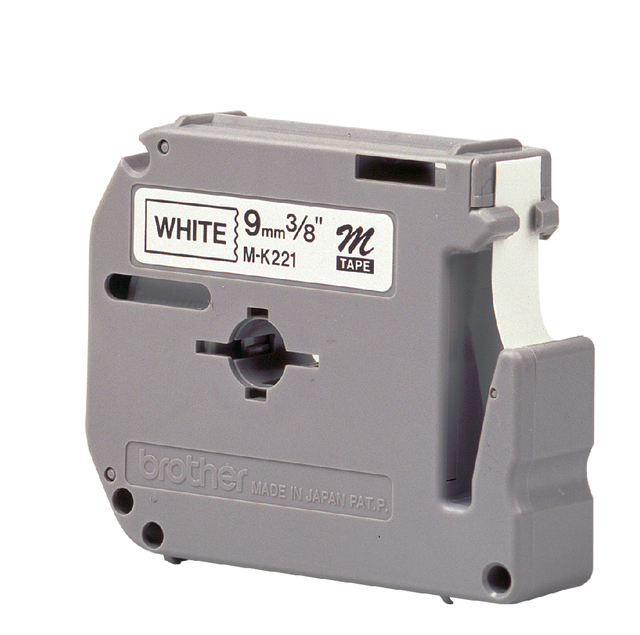Labeltape Brother P-touch M-K221BZ ongelamineerd 9mm zwart op wit