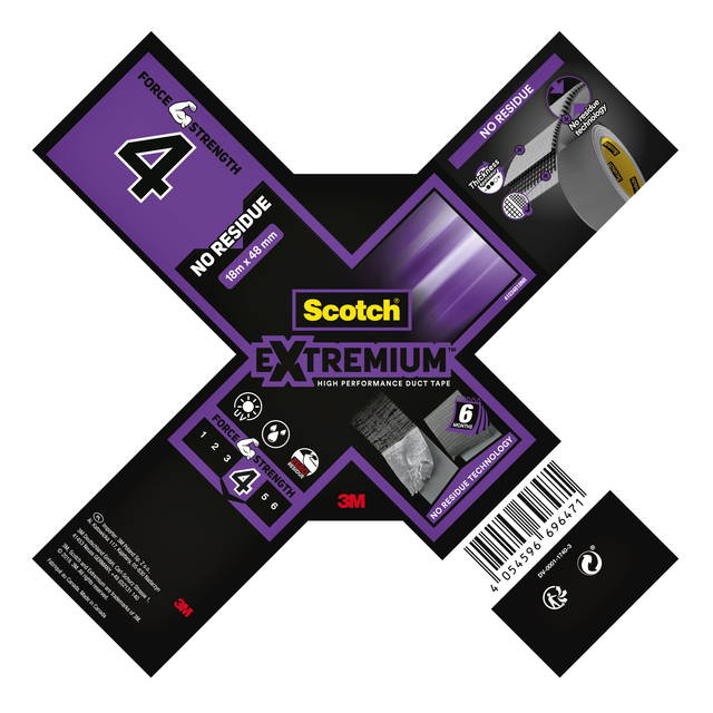 Duct tape Scotch Extremium no residue 18.2mx48mm grey