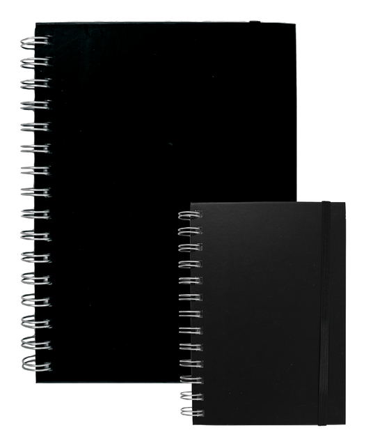 Notitieboek Quantore A6 spiraal lijn 192 pagina's 80gr zwart