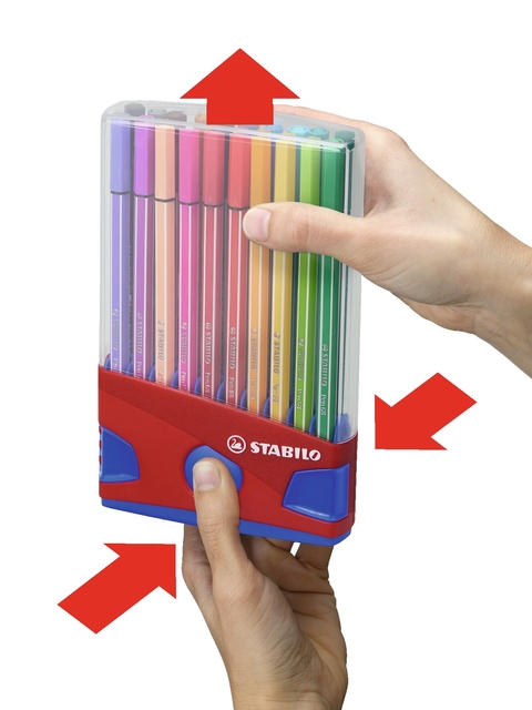 Viltstift  STABILO Pen 68/20 ColorParade in rood/blauw etui medium assorti etui  à 20 stuk