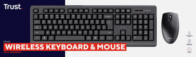 Toetsenbord trust primo draadloos + muis