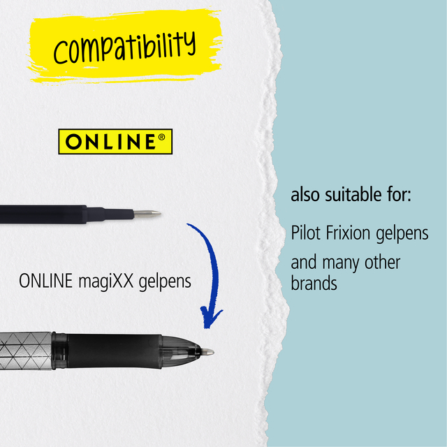 Gelschrijvervulling Online Magixx medium zwart blister à 3 stuks
