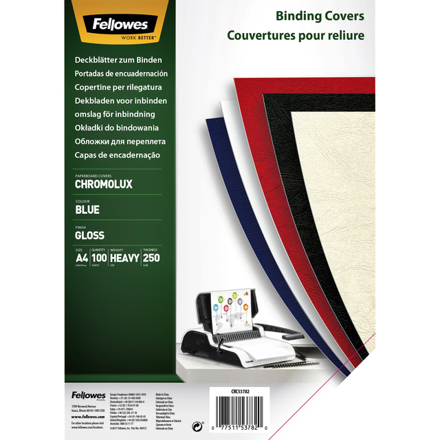Fellowes Binding Cvrs R/Blue Gloss Pk100