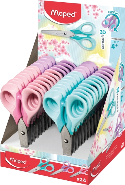 Schaar Maped Sensoft 13cm display á 24 pastel assort