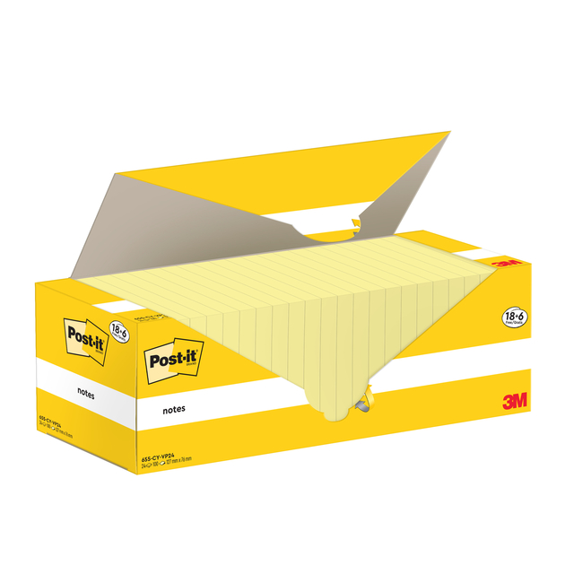 Memo pad 3M Post-it 655-CY 76x127mm yellow value pack