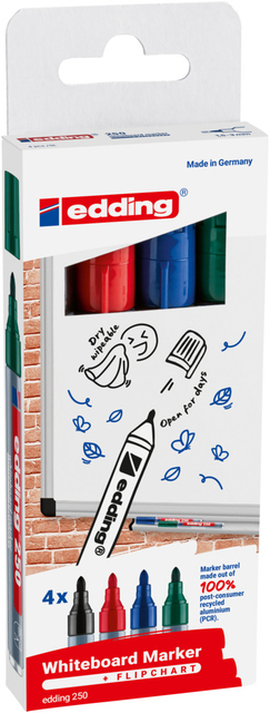 edding 250 whiteboard marker set of 4 assorted