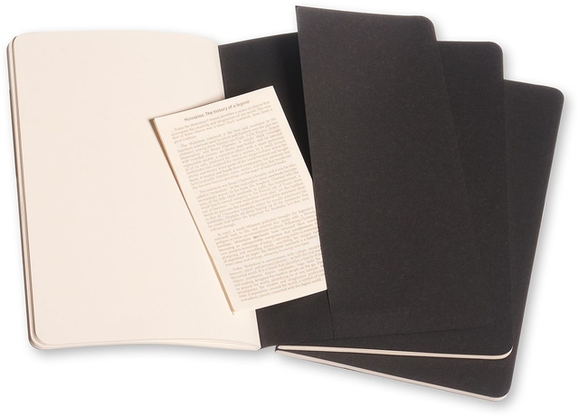 Schrift Moleskine 130x210mm blanco 160 pagina's 70gr zwart set à 3 stuk