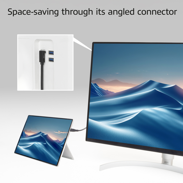 Kabel ACT USB-C standaard naar USB-C hoek boven/beneden 10Gbps 1m