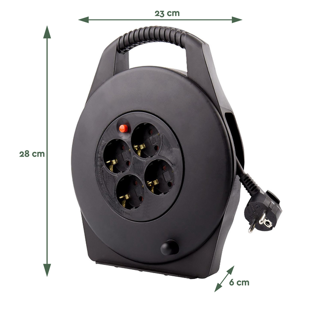 Kabelhaspel BRASQ  4 voudig 10 meter zwart