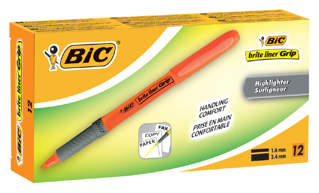 Markeerstift Bic brite liner grip oranje