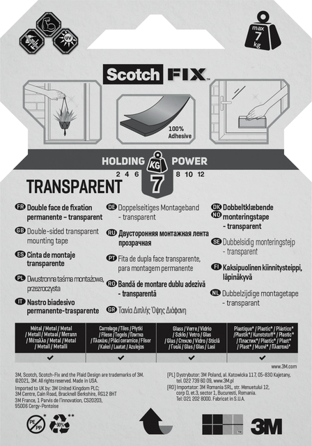 Adhesive tape Scotch double-sided adhesive tape 19mmx1.5m clear