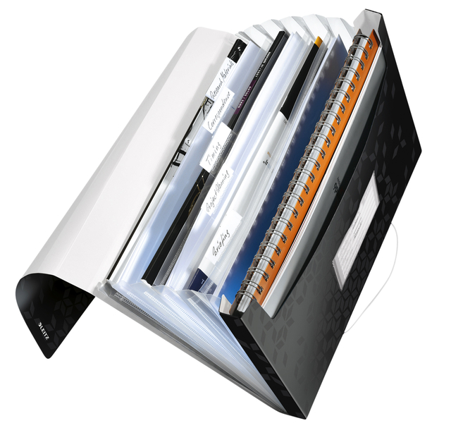 Expanding File Organizer Leitz WOW A4 6 compartments black