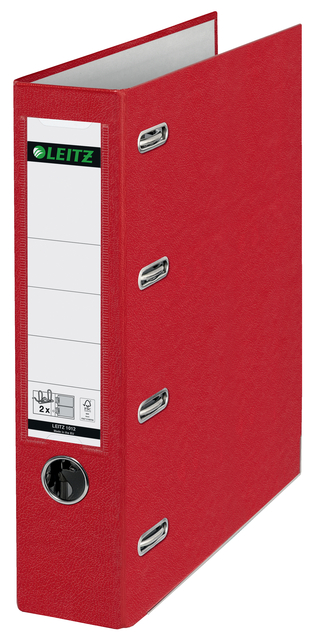 Giro-bank ordner Leitz A4 met dubbele mechaniek 80mm PP rood