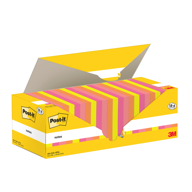 Memo pad 3M Post-it 654-COL 76x76mm color assorted value pack