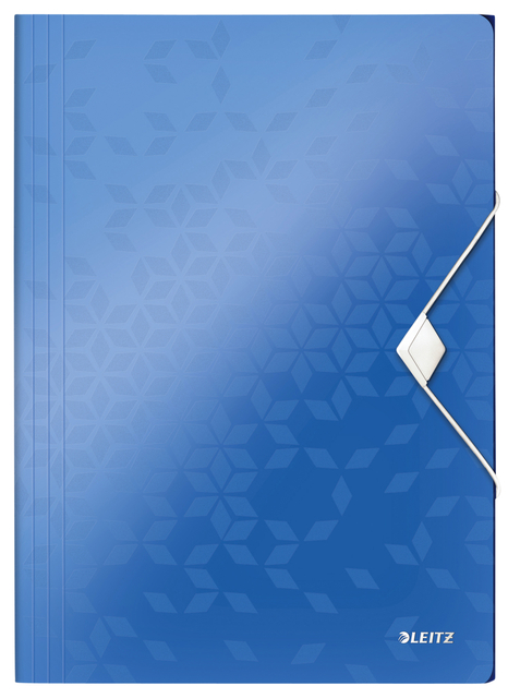 3-Flap Folder Leitz WOW  with elastic band PP blue