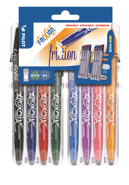 Rollerpen PILOT friXion medium assorti Set2Go à 8 stuk