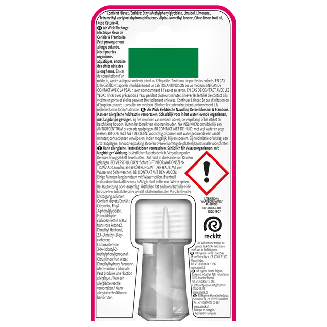 Luchtverfrisser AirWick Electrical Kersenbloesem & Framboos refill 19ml