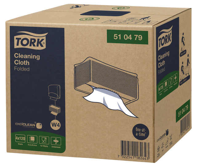 Cleaning cloth Tork Cleaning W4 flexible nonwoven 120pcs white 510479