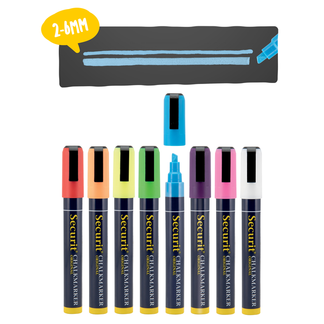 Krijtstift Securit SMA-510 schuin ass 2-6mm blister à 8 stuk