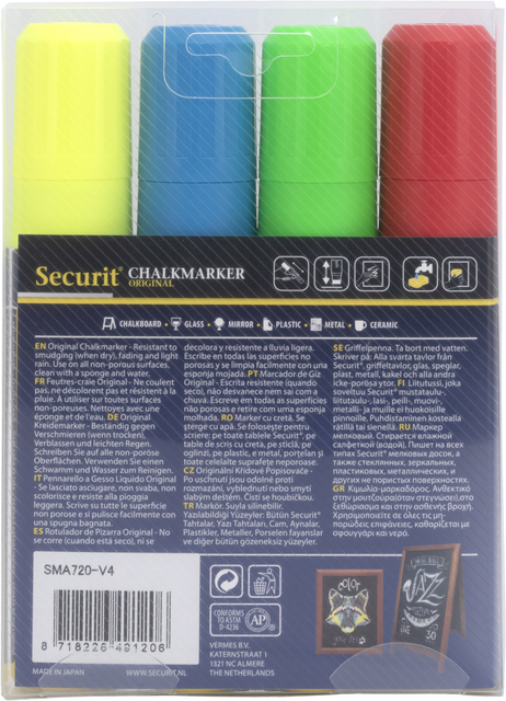 Krijtstift Securit SMA-720 blok ass 7-15mm blister à 4 stuks