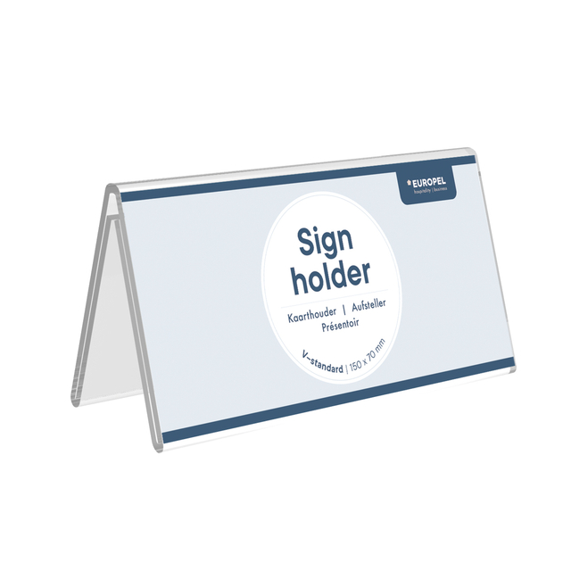 Sign Holder V standard OPUS 2 21x10cm Acrylic