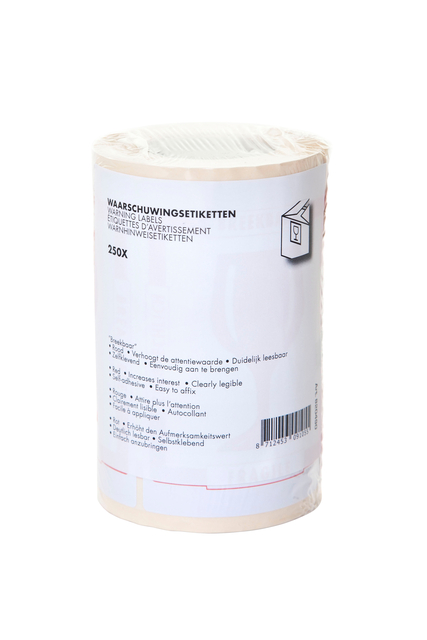 Waarschuwingsetiket IEZZY breekbaar 80mmx100m rood 250 stuks