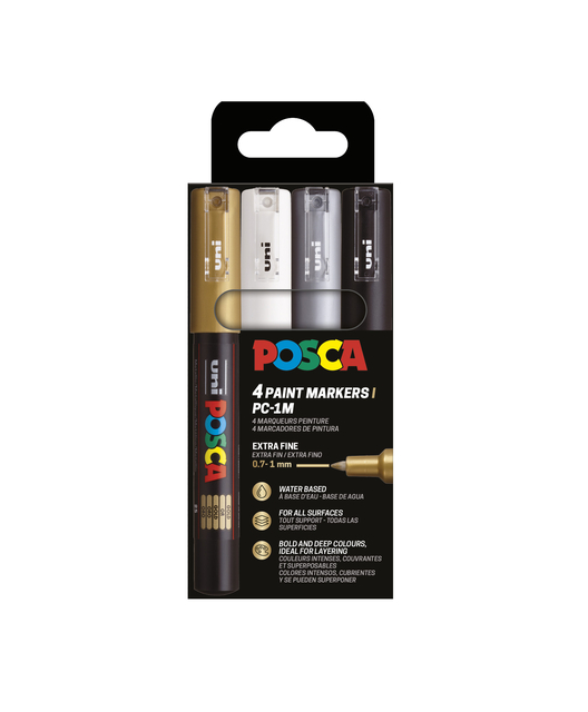 Paint marker Posca PC1MC extra fine assorted 4 pieces