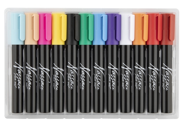 Krijt en raammarkers Nassau set à 12 kleuren