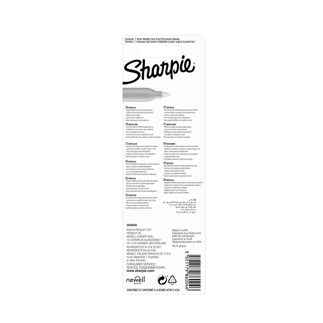 Viltstift Sharpie rond fijn metallic zilver blister à 1 stu