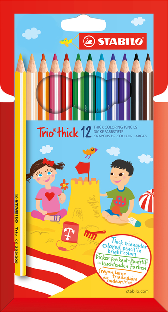 Kleurpotloden STABILO 203 Trio dik assorti kartonnen etui à 12 stuk