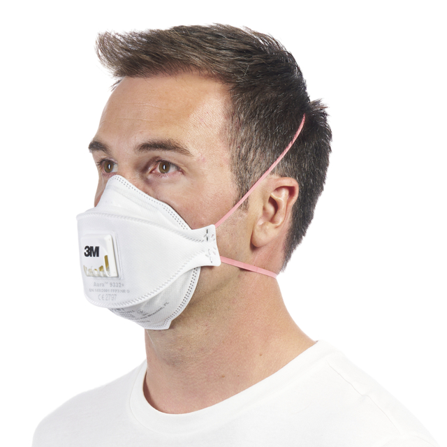 Stofmasker 3M Aura Comfort Cool Flow 9332 FFP3 met ventiel 10 stuks