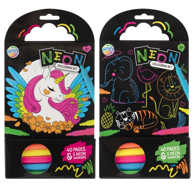 Colouring Book 15x15 cm 40 sheets 5 neon markers