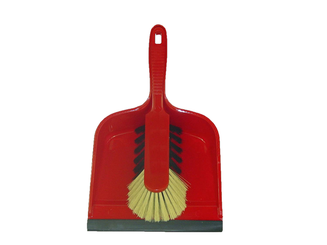 CLNQ Dustpan set plastic 23x21cm red