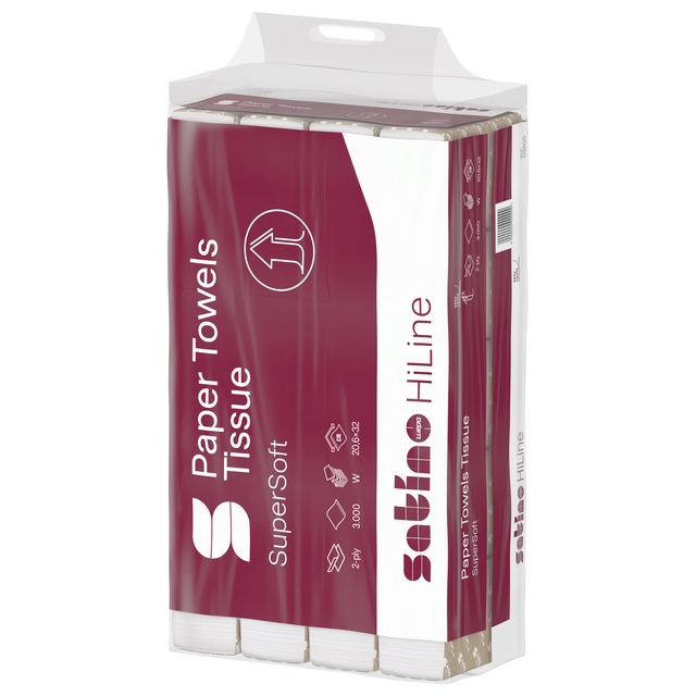 Handdoek Satino PT2 Prestige w-vouw 2-laags 206x320mm 25x120 vel wit 276600