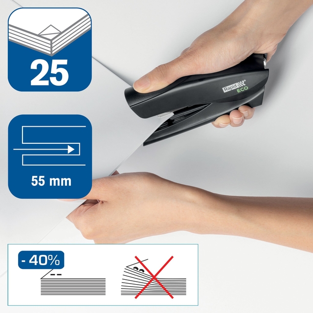 Stapler Rapid ECO Halfstrip 25 sheets black