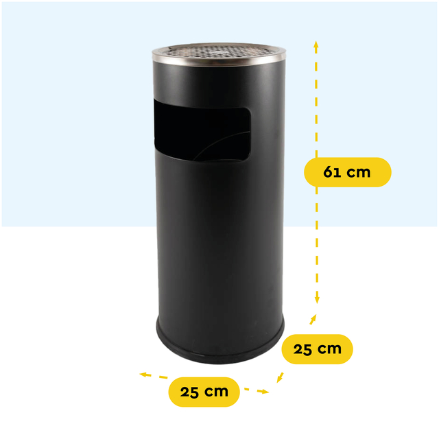 Afvalbak met asbak BRASQ 11 liter AT500 zwart