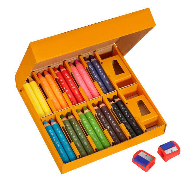 Kleurpotloden Bickids Multi Surface Class incl 2 puntenslijpers assorti 10 kleuren pak à 40 stuk