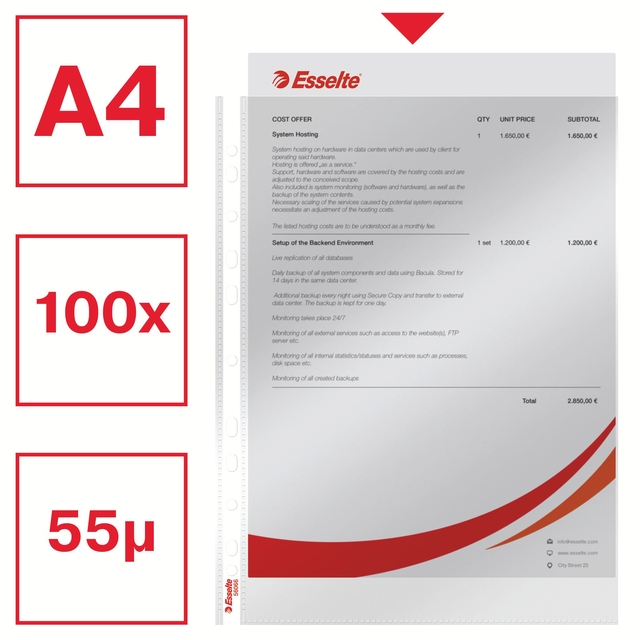 Showtas Esselte copy safe 0.06mm PP A4 glashelder 100 stuks