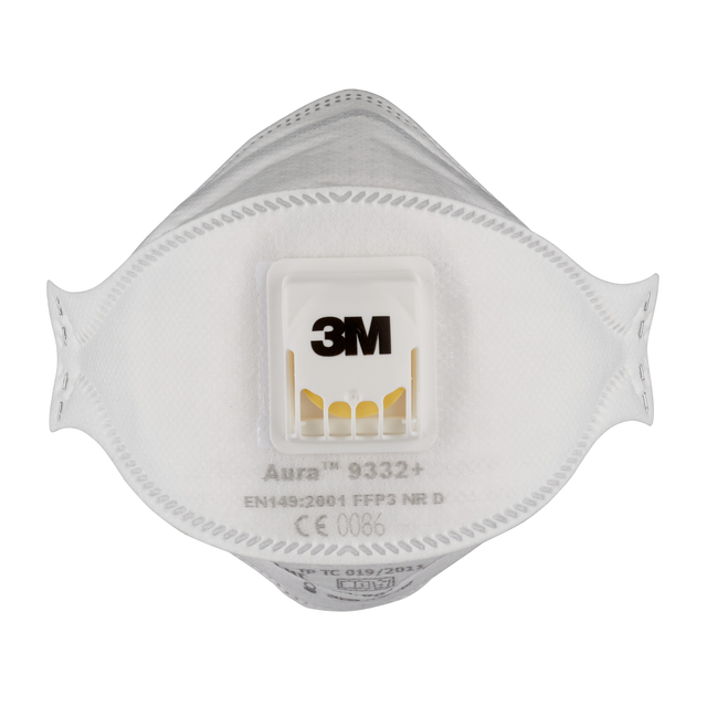 Stofmasker 3M Aura Comfort Cool Flow 9332 FFP3 met ventiel 10 stuks
