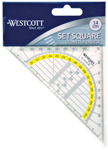 Geometrical set square Westcott 14 cm transparent