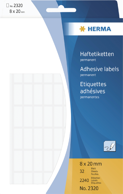 Multi-purpose labels 8x20mm white 2240 pcs.