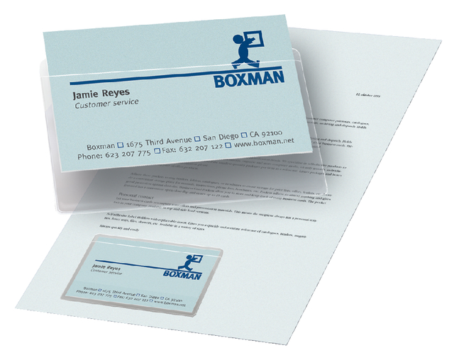 10x 3L adhesive business card pockets  95x60mm, long side open