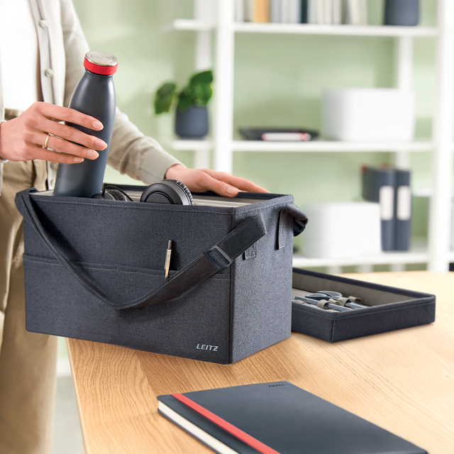 Opbergtas Leitz gestofferd met deksel compact grijs