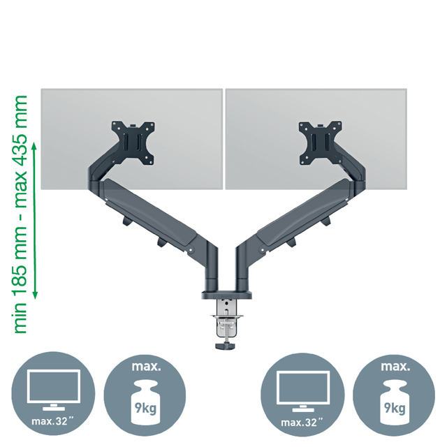 Monitor Arm Leitz Ergo Space-saving Double