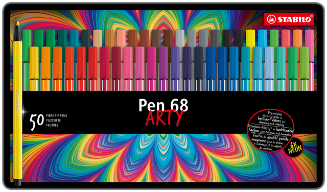 Viltstift STABILO Pen 68/50 Arty medium assorti blik à 50 stuk