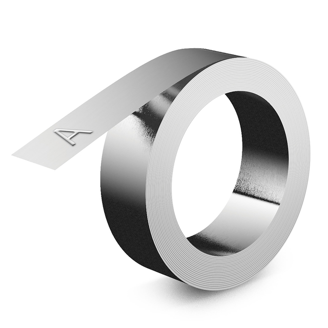 Reliëftape Dymo embossing zelfklevend aluminium 12mm zilve