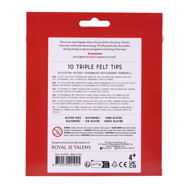 Viltstift Bruynzeel Kids Triple blister à 10 stuks assort