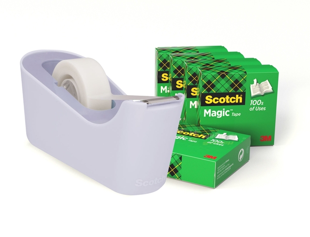 Tape holder Scotch C18 lavender + 6 rolls of magic tape 19mmx33m